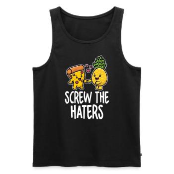 Screw The Haters Lustige Ananas Pizza Liebhaber - Männer Premium Bio Tank Top - Schwarz - Vorne - Michal (187cm)