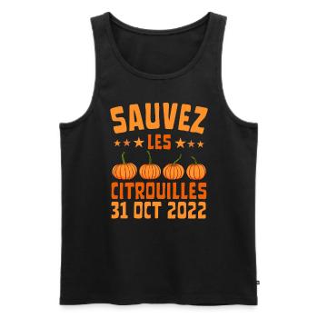Sauvez les Citrouilles Halloween 31 Octobre 2022 - Débardeur bio Premium Homme - noir - Devant - AI Model Male 178 light (178cm)