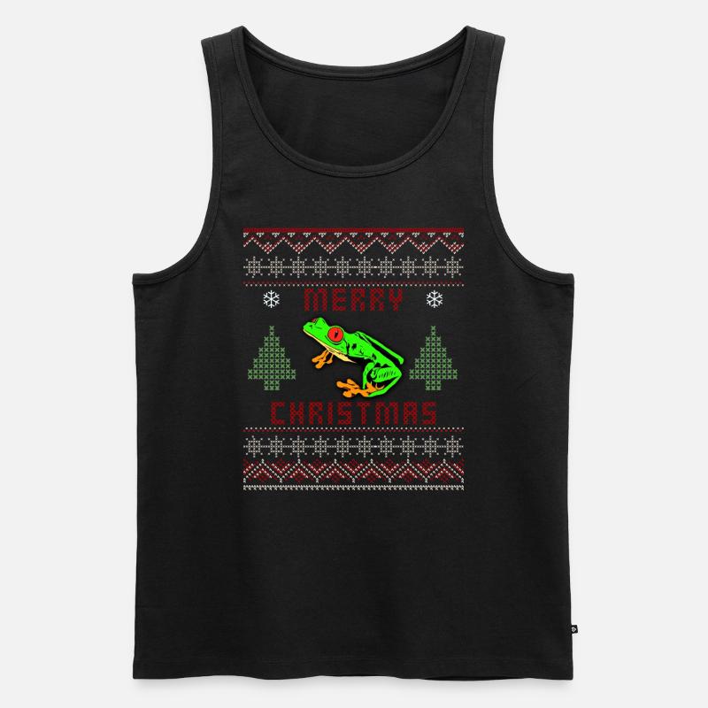 Rotäugiger Baumfrosch Hässlicher Weihnachtspullover Design - Männer Premium Bio Tank Top - Schwarz