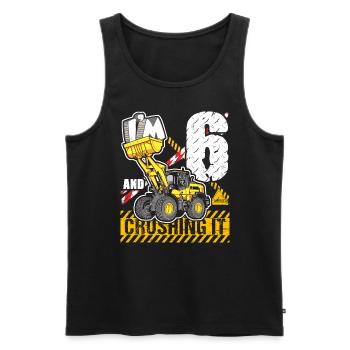 I'm 6 & Crushing It 6th Birthday Boys Excavator - Men's Premium Organic Tank Top - black - Front - Michal (187cm)