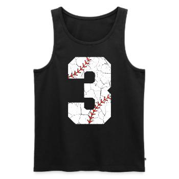 Enfants 3ème anniversaire Joueur de baseball 3 ans - Débardeur bio Premium Homme - noir - Devant - AI Model Male 178 light (178cm)