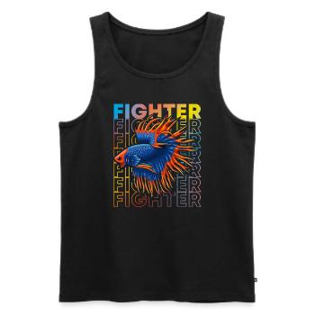 Betta Fish 80's Style Siamois Fighting Fish - Débardeur bio Premium Homme - noir - Devant - AI Model Male 178 light (178cm)