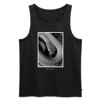 Chat Vert Couleuvre Boiga cyanea - Débardeur bio Premium Homme - noir - Devant - AI Model Male 178 light (178cm)