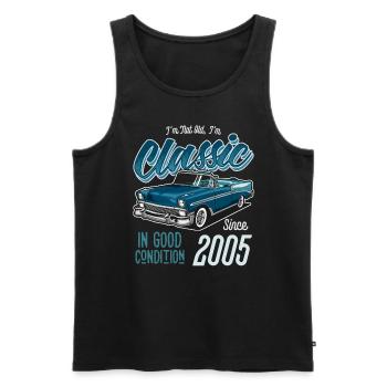 Ich bin nicht alt Ich bin Oldtimer Jahrgang 2005 - Männer Premium Bio Tank Top - Schwarz - Vorne - AI Model Male 178 light (178cm)