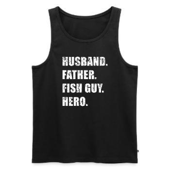 Rétro Poissonnier Aquariophile Fête des Pères - Débardeur bio Premium Homme - noir - Devant - Michal (187cm)
