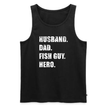 Rétro Poissonnier Aquariophile Fête des Pères - Débardeur bio Premium Homme - noir - Devant - Michal (187cm)