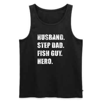 Rétro Poissonnier Aquariophile Fête des Pères - Débardeur bio Premium Homme - noir - Devant - Michal (187cm)