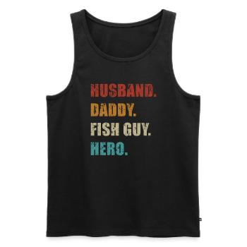 Rétro Poissonnier Aquariophile Fête des Pères - Débardeur bio Premium Homme - noir - Devant - Michal (187cm)