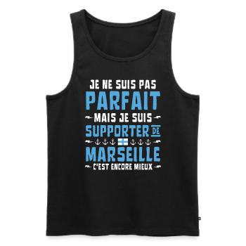 Marseille Football Je ne suis pas parfait mais - Débardeur bio Premium Homme - noir - Devant - Michal (187cm)