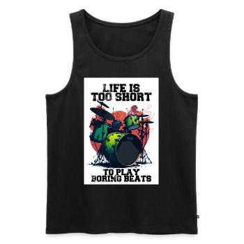 BORING BEATS - Men's Premium Organic Tank Top - black - Front - AI Model Male 178 light (178cm)