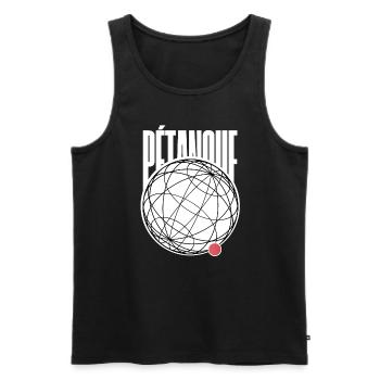 PETANQUE JEU DE BOULES GRAPHIQUE MODERNE - Débardeur bio Premium Homme - noir - Devant - Michal (187cm)