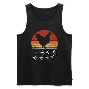 Poule Vintage Sunset Agriculteur - Débardeur bio Premium Homme - noir - Devant - Michal (187cm)