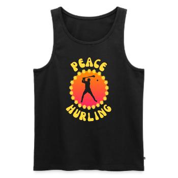 Hippie Hurling Player 70's - Débardeur bio Premium Homme - noir - Devant - Michal (187cm)