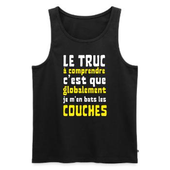 Globalement je m'en bats les couches - Débardeur bio Premium Homme - noir - Devant - AI Model Male 178 light (178cm)