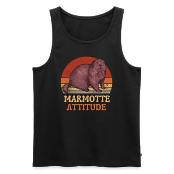 MARMOTTE ATTITUDE - Débardeur bio Premium Homme - noir - Devant - AI Model Male 178 light (178cm)