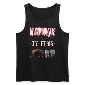 LA CAMARGUE J'Y ETAIS - Débardeur bio Premium Homme - noir - Devant - AI Model Male 178 light (178cm)