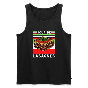 Jour de lasagnes Italie - Débardeur bio Premium Homme - noir - Devant - Michal (187cm)