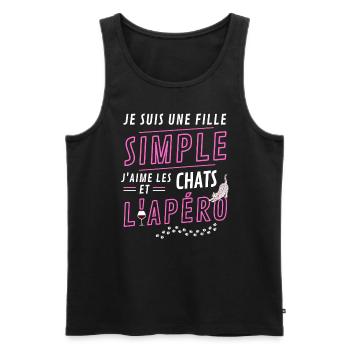 FILLE SIMPLE CHATSET APERO - Débardeur bio Premium Homme - noir - Devant - Michal (187cm)