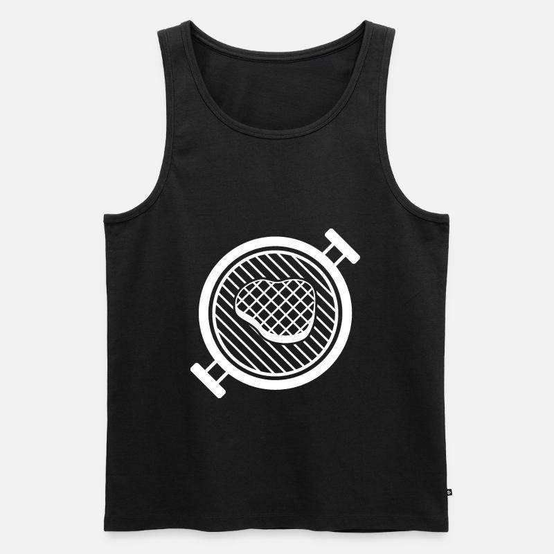 BBQ Grill mit Grillfleisch - Männer Premium Bio Tank Top - Schwarz
