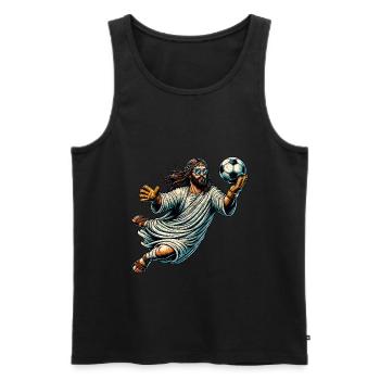 Jésus Football Cadeau Drôle Football Dieu Jésus Cadeau - Débardeur bio Premium Homme - noir - Devant - Michal (187cm)