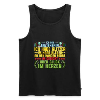 Ich bin Erzieherin im Kindergarten - Männer Premium Bio Tank Top - Schwarz - Vorne - Michal (187cm)