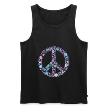 Flower Peace | Signe de paix Idée cadeau - Débardeur bio Premium Homme - noir - Devant - Michal (187cm)