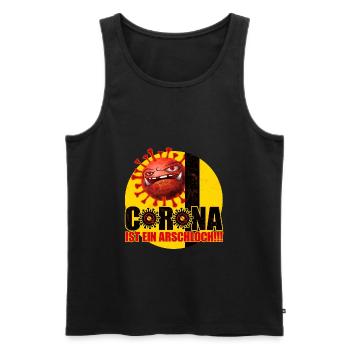 Corona ist ein Arschloch Coronashirt Lockdown - Männer Premium Bio Tank Top - Schwarz - Vorne - Michal (187cm)