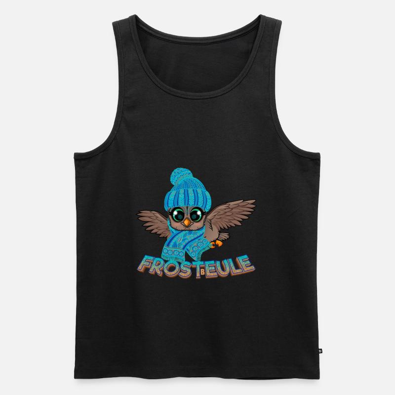 Frosteule Eule Frostbeule Herbst Winter - Männer Premium Bio Tank Top - Schwarz