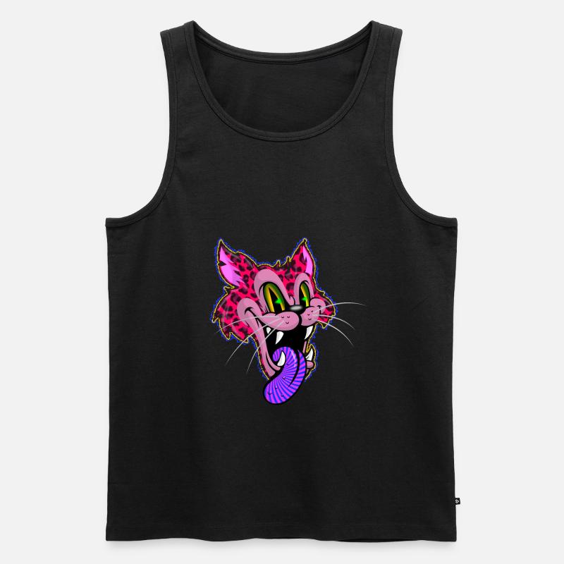 Leopard Comic Psychedelic - Men's Premium Organic Tank Top - black