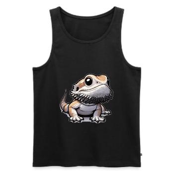 Mignon Barbu Dragon Dessin Gecko Lézard - Débardeur bio Premium Homme - noir - Devant - Michal (187cm)