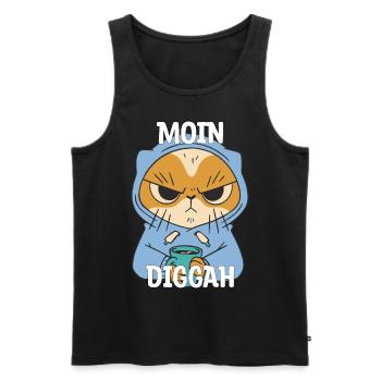 Moin Diggah Katze Kaffee Geschenk - Männer Premium Bio Tank Top - Schwarz - Vorne - Michal (187cm)