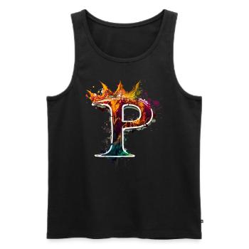 Graffiti Buchstabe P mit 👑 - Männer Premium Bio Tank Top - Schwarz - Vorne - Michal (187cm)
