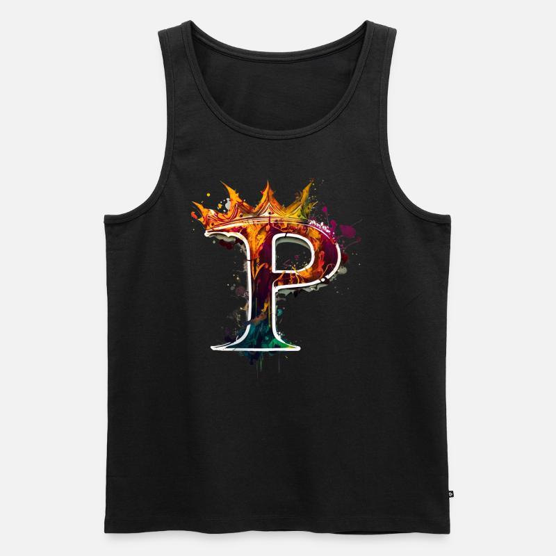 Graffiti Buchstabe P mit 👑 - Männer Premium Bio Tank Top - Schwarz