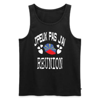 cadeau drole drapeau carte ile de la reunion 974 - Débardeur bio Premium Homme - noir - Devant - Michal (187cm)