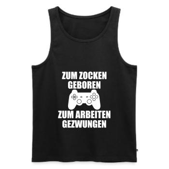 Zum zocken geboren - Männer Premium Bio Tank Top - Schwarz - Vorne - Michal (187cm)