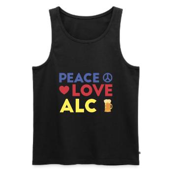 Peace Love Alcohol Geschenk - Männer Premium Bio Tank Top - Schwarz - Vorne - AI Model Male 178 light (178cm)