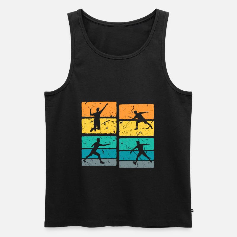 Retro Badminton - Männer Premium Bio Tank Top - Schwarz