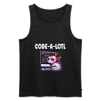 Funny Coding Axolotl Programming Gift - Men's Premium Organic Tank Top - black - Front - AI Model Male 178 light (178cm)