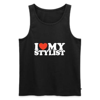 I love My stylist Herz Shirt - Männer Premium Bio Tank Top - Schwarz - Vorne - Michal (187cm)