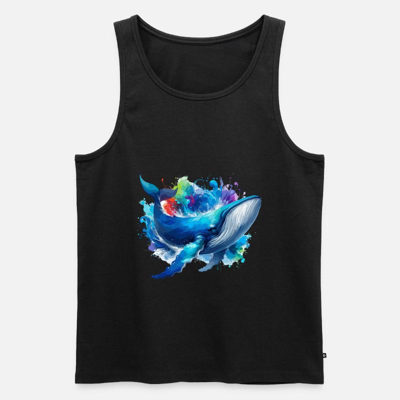 Blauwal Bunter Hintergrund - Männer Premium Bio Tank Top - Schwarz