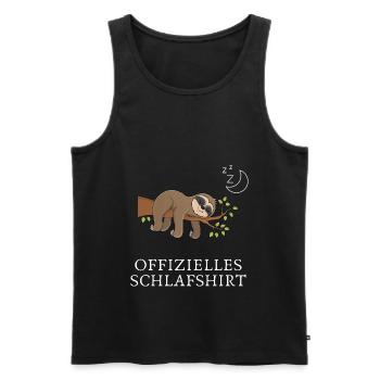 Offizielles Schlafshirt Faultier müde Schlafen - Männer Premium Bio Tank Top - Schwarz - Vorne - Michal (187cm)