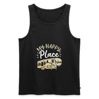 my happy place / camping, RV motorhome, tent - Men's Premium Organic Tank Top - black - Front - Michal (187cm)