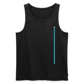 Swedish Flag Style Stripes - Men's Premium Organic Tank Top - black - Front - AI Model Male 178 light (178cm)