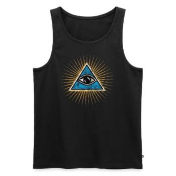 Yeux omniprésents, Triangle, Pyramide, Vintage, Dieu - Débardeur bio Premium Homme - noir - Devant - AI Model Male 178 light (178cm)