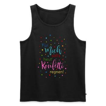 Für mich soll's heut Konfetti regnen in bunt - Männer Premium Bio Tank Top - Schwarz - Vorne - Michal (187cm)