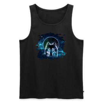 Wolfmond - Männer Premium Bio Tank Top - Schwarz - Vorne - Michal (187cm)