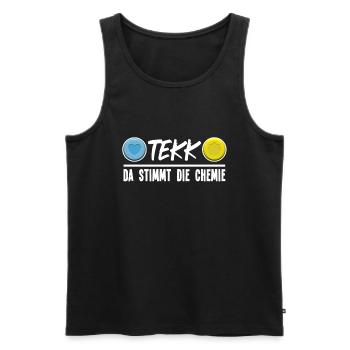 Tekk Hardtekk Da stimmt Chemie MDMA Feiern Ballern - Männer Premium Bio Tank Top - Schwarz - Vorne - Michal (187cm)