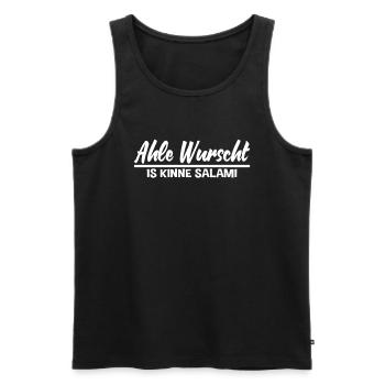 Ahle Wurscht Wurst is kinne Salami Spruch lustig - Männer Premium Bio Tank Top - Schwarz - Vorne - AI Model Male 178 light (178cm)