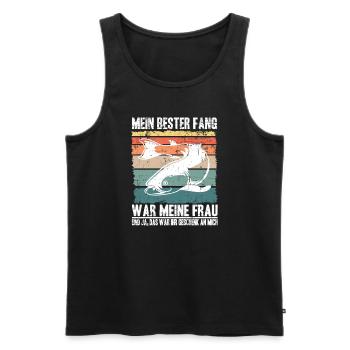 Mein bester Fang Lustig Spruch Angler Angeln Papa - Männer Premium Bio Tank Top - Schwarz - Vorne - AI Model Male 178 light (178cm)