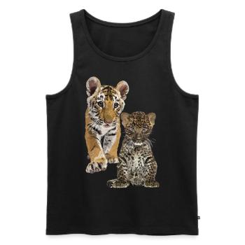 Leopard and tiger - Men's Premium Organic Tank Top - black - Front - AI Model Male 178 light (178cm)